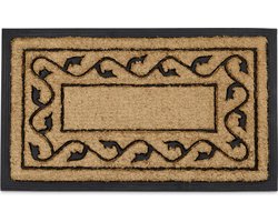 deurmat kokos - met bloemen - 75 x 45 cm - antislip - gang en hal - natuur