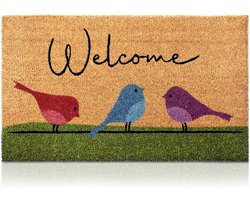 Deurmat – M - 50 × 80 × 0,8 cm – Antislipmat – Kleurrijke vogels – Deurmat – Antislipdeurmat – Antislipmat - vuilafstotend en onderhoudsvriendelijk -Tapijt – Zacht – Comfortabel – Antislip – Geschikt voor entrees, gangen en veranda’s , Woonaccessoire