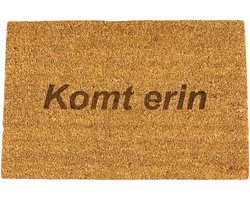 Deurmat met tekst - Deurmat kokos - Deurmat binnen - Komt erin - 40x60 cm - Bruin