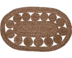 Deurmat Ovaal - Gevlochten - 80 x 50 cm - Vloekleed - Jute