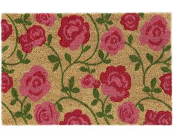deurmat - rozen - 40 x 60 cm - antislip - weerbestendig - binnen - buiten - roze-natuur