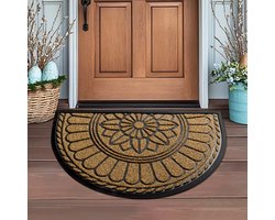 Deurmat rubber -Halfrond-Buiten Antislip Wasbaar Deurmat-Regen-Outdoor-Deurmat binnen-Donkergrijs-Droogloopmat-60*90cm - schoonloopmat - buiten - hal - balkon