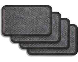 Deurmat Set - Entree mat vuilvangmat - Huis Schoonhouden - Gegroefde Structuur - 4x 50x80 cm - Grijs
