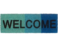 deurmat smal WELCOME - 1,5 x 75 x 25 cm - kokos - pvc - rechthoekig - antislip - blauw