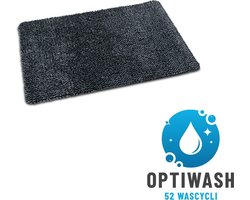 Deurmat StudioM deurmat - deurmat binnen - machinewasbaar 40°C - OPTIWASH - Droogloopmat - Super absorberende schoonloopmat met microvezel - 40X55 cm - Grijs/Zwart