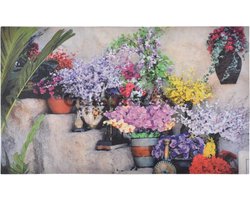 Deurmat trap met bloemen