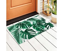 Deurmat Tropische Bladeren - Entree Tapijt - Vuil Vangen - Antislip PVC Achterkant - 40 x 60 cm - Meerkleurig