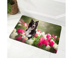 Deurmat - Vloermat Tapijt - Huis Schoon Houden - Antislip Rubberen Achterkant - 40 x 60 cm - Bloemenpatroon