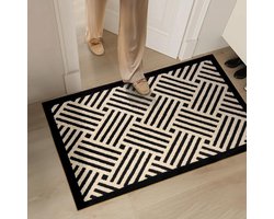 Deurmat voor binnen - 60 cm x 90 cm - Nachtkastjemat - Antislip deurmat voor voordeur - Rubberen vloermat - Lage schoenzool - Deurmat voor buiten - Badkamermat - Zwart