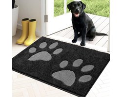 Deurmat voor binnen, antislip en machinewasbaar, zachte absorberende vloermatten voor honden, entree, deuren, gangen, 50*80cm, zwart