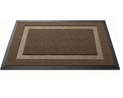 Deurmat voor buiten (29,5 x 17 inch), duurzaam weerbestendig rubber | Bruin, absorberend, bestand tegen vlekken en vervaging, waterdicht en antislip-onderzijde, plat ontwerp geschikt voor entrees binnen en buiten