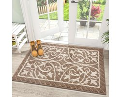 Deurmat voor de voordeur - geschikt voor hallen - welkomstmat voor binnen - antislip en wasbaar - houdt stof effectief tegen van de vloer binnenshuis. - Beigebruin - 80*120cm