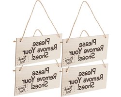 Deurmat Welkomstbord - Schoenen Uit Bord - Huis Decoratie - Houten Vintage Stijl - 20x10cm - Niet gespecificeerd