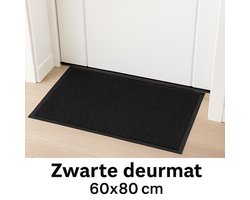 Deurmat Zwart – 60x80 cm – Antislip & Absorberend – Binnen & Buiten