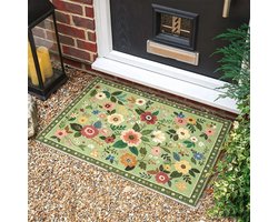 Deurmat/tapijt - Machinewasbaar - Minitapijt met Boheemse bloemenprint - Antislip - Geschikt voor entrees, keukens, voordeuren, binneningangen en kinderkamers (Groen 40*60cm)