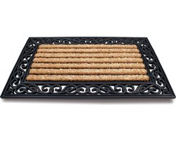 Deurmat/vloermat - Set van 2x stuks - pvc/kokos - rechthoekig - extra zwaar - 45 x 75 cm