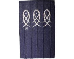 Deuropeninggordijn Stijl - Japans Gordijn - Ruimtes Verdelen - Vispatroon Decoratie - 150 x 85 cm - Blauw Wit