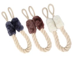 Deurplug - 3 Stuks - Deurklem - Katoen + Polyester - Deurstopper - Handgreep touw - Botsingsbeveiliging - Beknellingsbeveiliging - Kinderbeveiliging Deurstopper - Deurbescherming - Voor gebruik binnen en buiten - 60cm - Bruin/Blauw/Wit