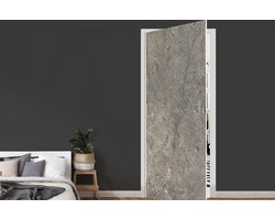 Deursticker Muur - Beton - Grijs - 90x235 cm - Deurposter