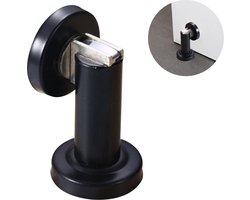 Deurstop - Deurstoppers - magnetische deurstopper - Deurbuffer - zwart - RVS - Voor binnen en buiten - voor wand- en vloermontage