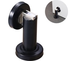 Deurstop - Deurstoppers - magnetische deurstopper - Deurbuffer - zwart - RVS - Voor binnen en buiten - voor wand- en vloermontage