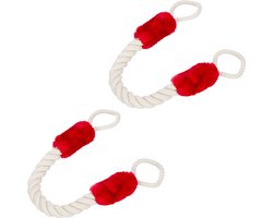 Deurstopper 60 cm lang - Set van 2 - Maritiem - Deurbeveiliging voor kinderen & huisdieren - Crème/Rood.