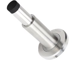 Deurstopper - Aan de Muur Gemonteerde Deurstop - RVS - Verstelbaar van 75 tot 110 mm - met Rubberen Bumper - Beschermt Muren - Heavy Duty - Buiten en Binnen - 49*49*112MM - Zilver