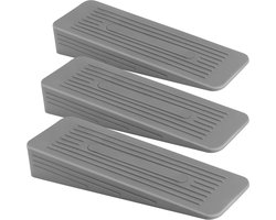 Deurstopper - Antislip deurstopper voor op de vloer - Robuuste rubberen deurstopper - Voor alle soorten oppervlakken - Grijze deurwig voor binnen - 3-pack