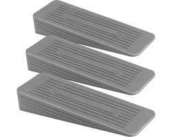 Deurstopper - Antislip deurstopper voor op de vloer - Robuuste rubberen deurstopper - Voor alle soorten oppervlakken - Grijze deurwig voor binnen - 3-pack