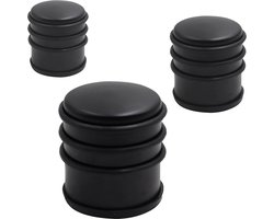 Deurstopper DARA mat zwart - 3 stuks - deurstop rond - zonder schroeven - diameter 7 cm en hoogte 7,7 cm