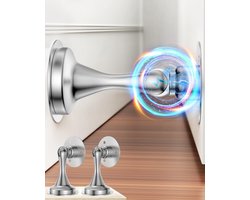 Deurstopper –Deurstopper Magnetische Deurvanger -Magnetische Deurstop – Deurbuffer – Magnetische Deurbeveiliger – Roestvrij Staal – Wandgemonteerde Deurstop voor Buiten en Wand- Vloermontage – 2 stuks – Staal
