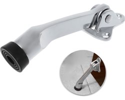 Deurstopper - deurvastzetter - garagestopper - zilver metaal met rubber voet - voetbediening - buiten en binnenhuis