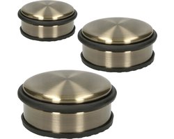 Deurstopper DIRK antiek messing - 3 stuks - diameter 10,5 cm - hoogte 4,5 cm - 1kg - rond