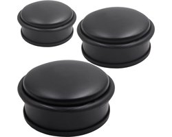 Deurstopper DIRK - rond - 3 stuks - mat zwart - zonder schroeven - diameter 10,5 cm - hoogte 4,5 cm