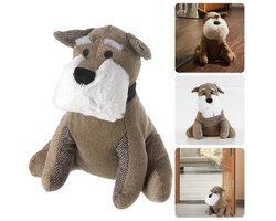 Deurstopper Hond Grijs - 1 kg Zware Deurbuffer - Deurwig - Deurdranger - 26 cm Hoog - 50% Polyester + 50% Steen - 100% Polyester - Bruin - Inclusief EBOOK