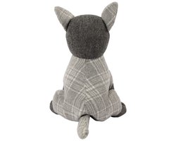 Deurstopper hond grijze ruit Door Stopper dog grey check 18x20x28cm