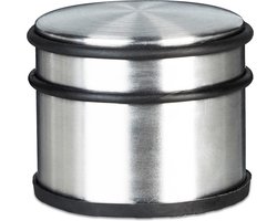 Deurstopper hoog rvs zware deuren - ramen en deuren groot rubber - HBD: ca. 7.5x9.5x9.5 cm zilver