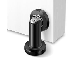 Deurstopper - Magnetische deurstopper - Voor de onderkant van de deur - Robuust roestvrij staal - Wandmontage en vloermontage - Magnetische deurstopper voor binnen en buiten - Zwart