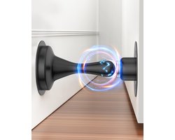 Deurstopper Magnetische Deurvanger - Patio Deurstoppers Binnen Deurstoppers voor Plinten Vloer Deurstoppers Zelfklevende Deurstopper Buiten, Muur Gemonteerde Deurstopper Buiten Magnetische Deurhouder Metaal Chroom - 2 Pack - zwart