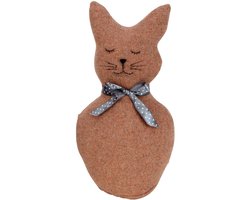 Deurstopper - poes/kat - bruin - 25 x 13 cm - dieren - kinderkamer - bescherming