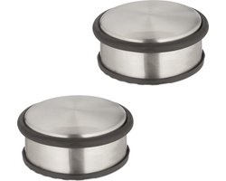 deurstopper rvs - set van 2 - 4,5 x 10,5 cm - antislip - zilver-zwart