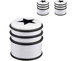 deurstopper - set van 3 - antislip - kunststof - rubber - 8 x 7,5 cm - wit-zwart