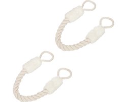 deurstopper touw - set van 2 - binnen - 60 cm - voor deurklink - beige-wit
