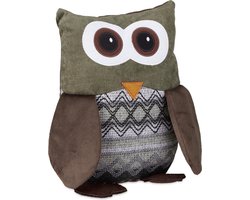 deurstopper uil - zand - 24 x 14 x 14 cm - kinderkamer - stof - bruin