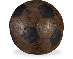 deurstopper voetbal - gevuld met zand - Ø 20 cm - stof - zwaar - binnen - bruin