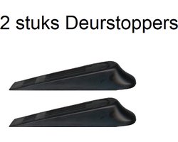 Deurstopper - Wigvorm - Vita Wonen Deurstopper - Deurhouder - Deurklem - Professionele Deurwig Voor Binnen - Kunststof - Zwart - 2 stuks