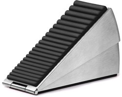 Deurstopper - Wigvormige hoge deurstopper - met verstelbare veer - Zware deurstopper - voor deuronderkant - Veiligheidsrubber - RVS - Deurwigstopper voor elke massieve deur (zilver)