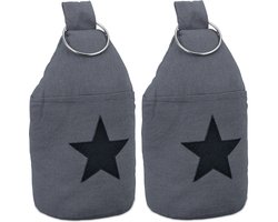 deurstopper zak - set van 2 - 22,5 x 11 cm - stoffen deurstop - met greep - donkergrijs-zwart