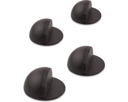 Deurstoppers - zelfklevend - 4 stuks - zwart - diameter 4,5cm - hoogte 2,5cm