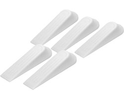 Deurwig - 5x stuks - wit - kunststof - 12 cm - deurstopper